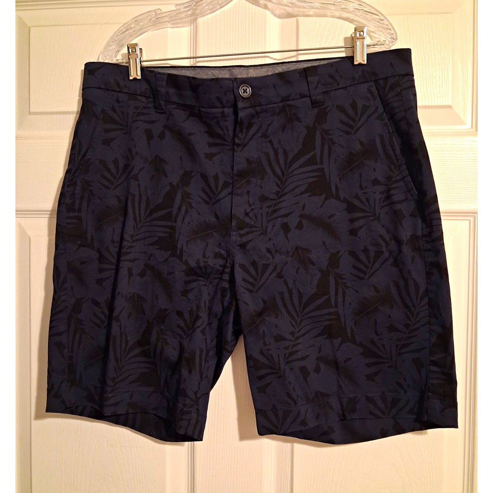 Men's Navy Tropical Floral Chino Shorts 36 Hawaiian Coastal Preppy Resort Golf